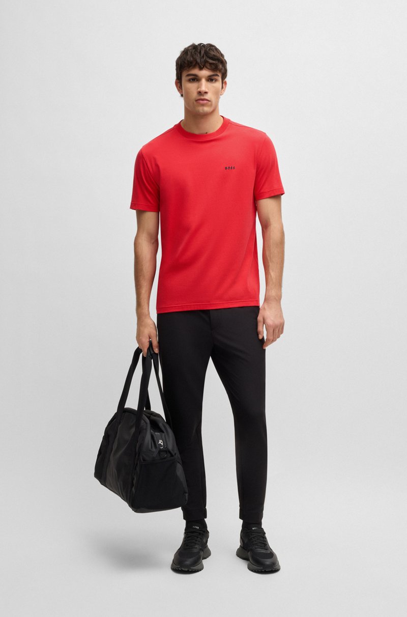 Hugo Boss Camiseta Regular Fit De Algodón Elástico Con Logo En Contraste