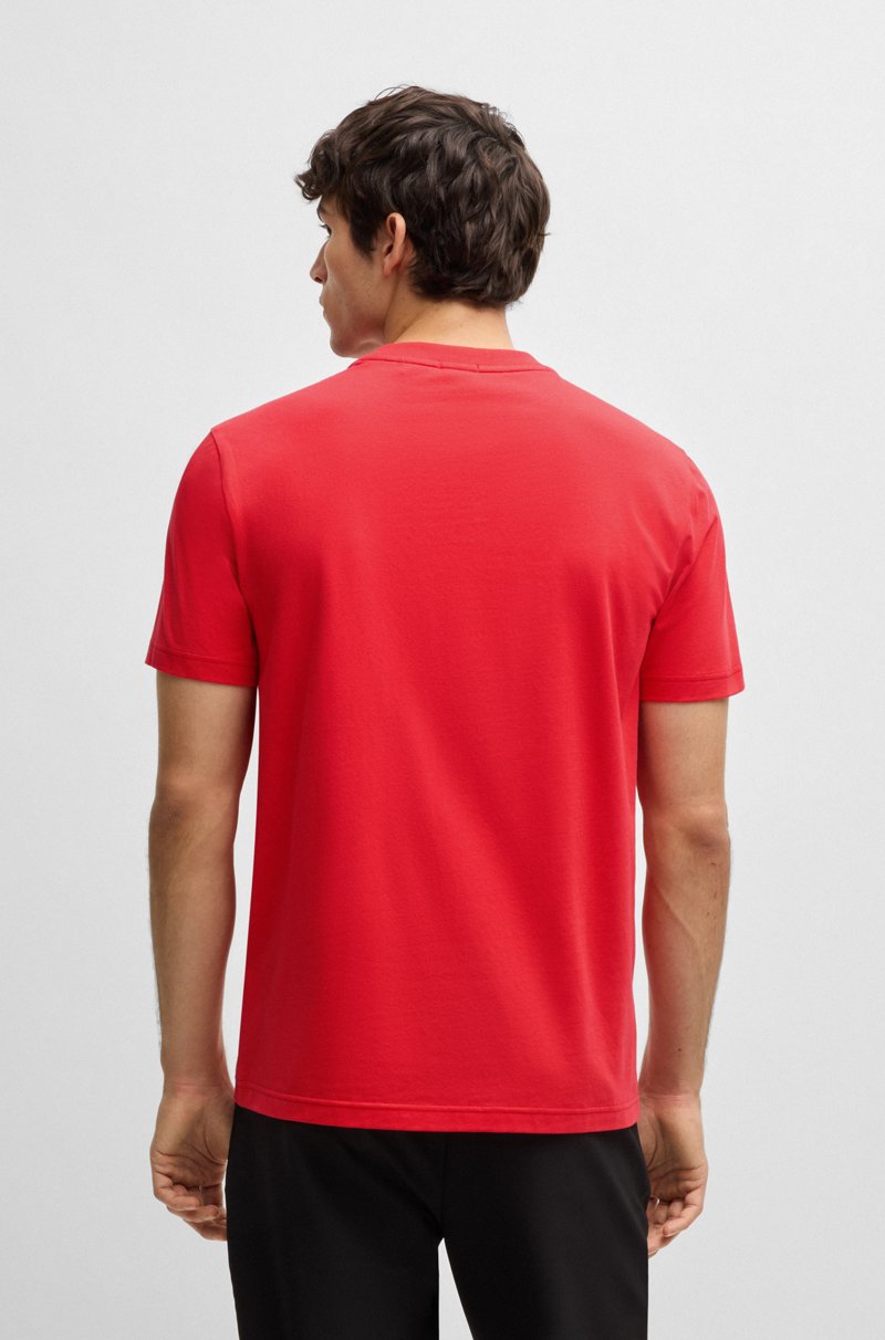 Hugo Boss Camiseta Regular Fit De Algodón Elástico Con Logo En Contraste