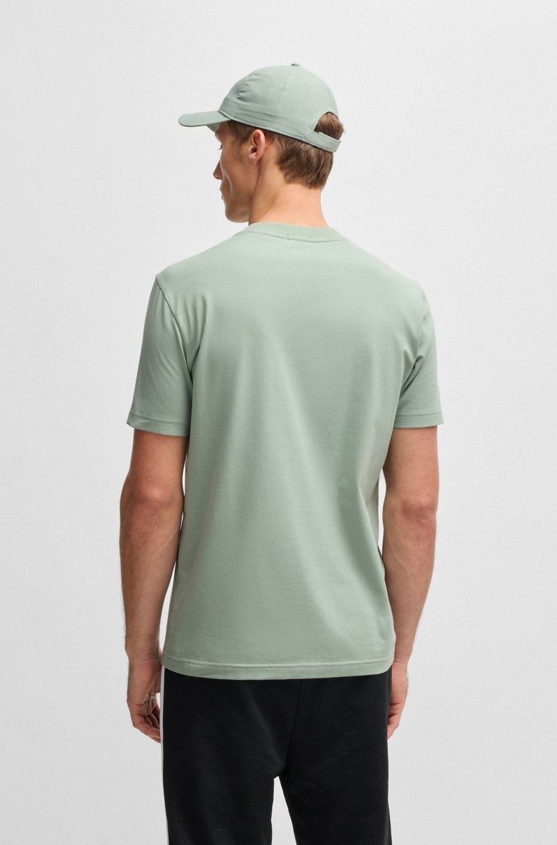 Hugo Boss Camiseta Regular Fit De Algodón Elástico Con Logo En Contraste