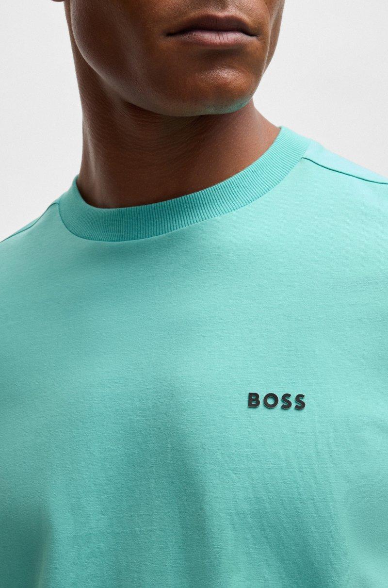 Hugo Boss Camiseta Regular Fit De Algodón Elástico Con Logo En Contraste