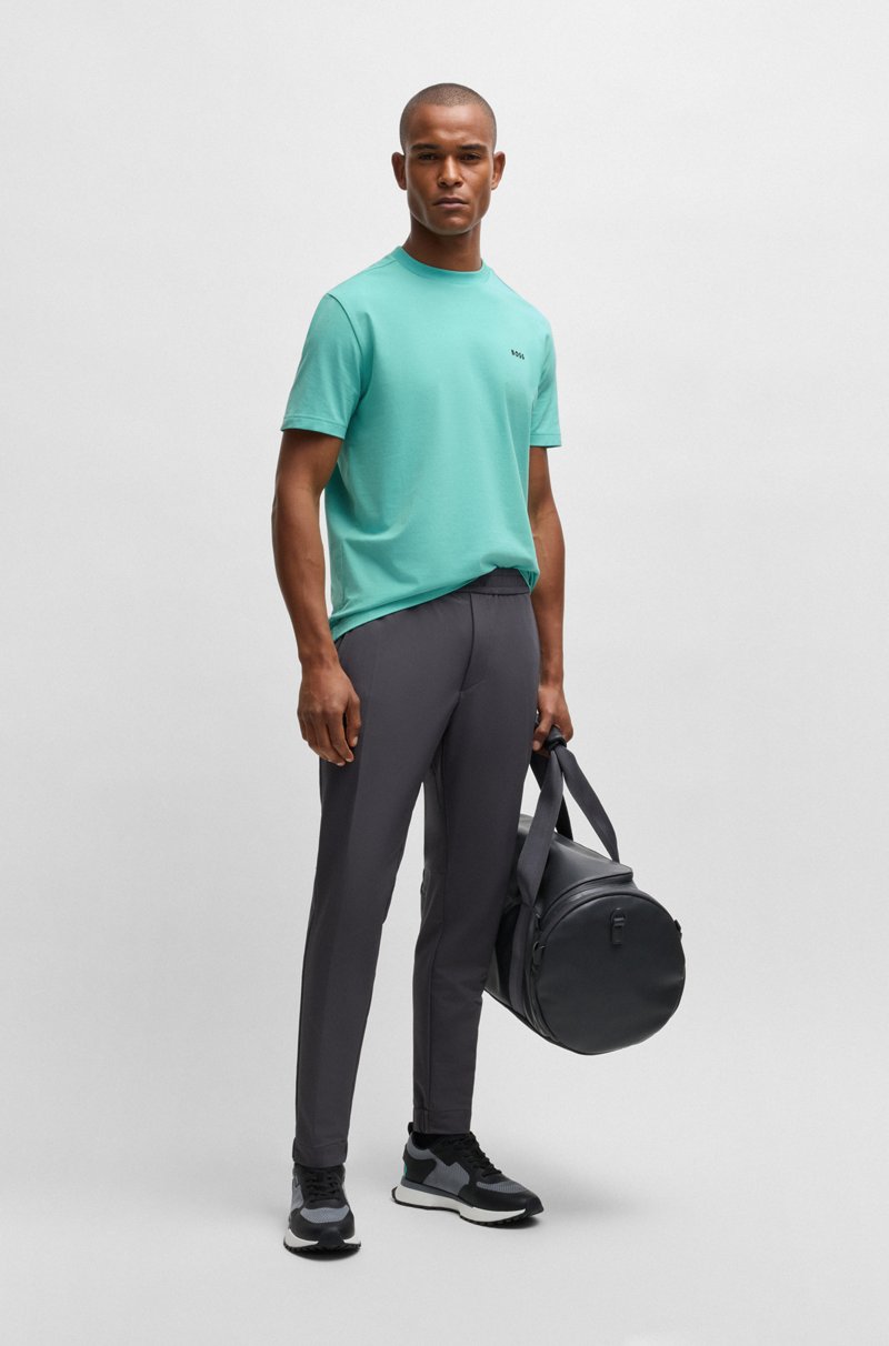 Hugo Boss Camiseta Regular Fit De Algodón Elástico Con Logo En Contraste