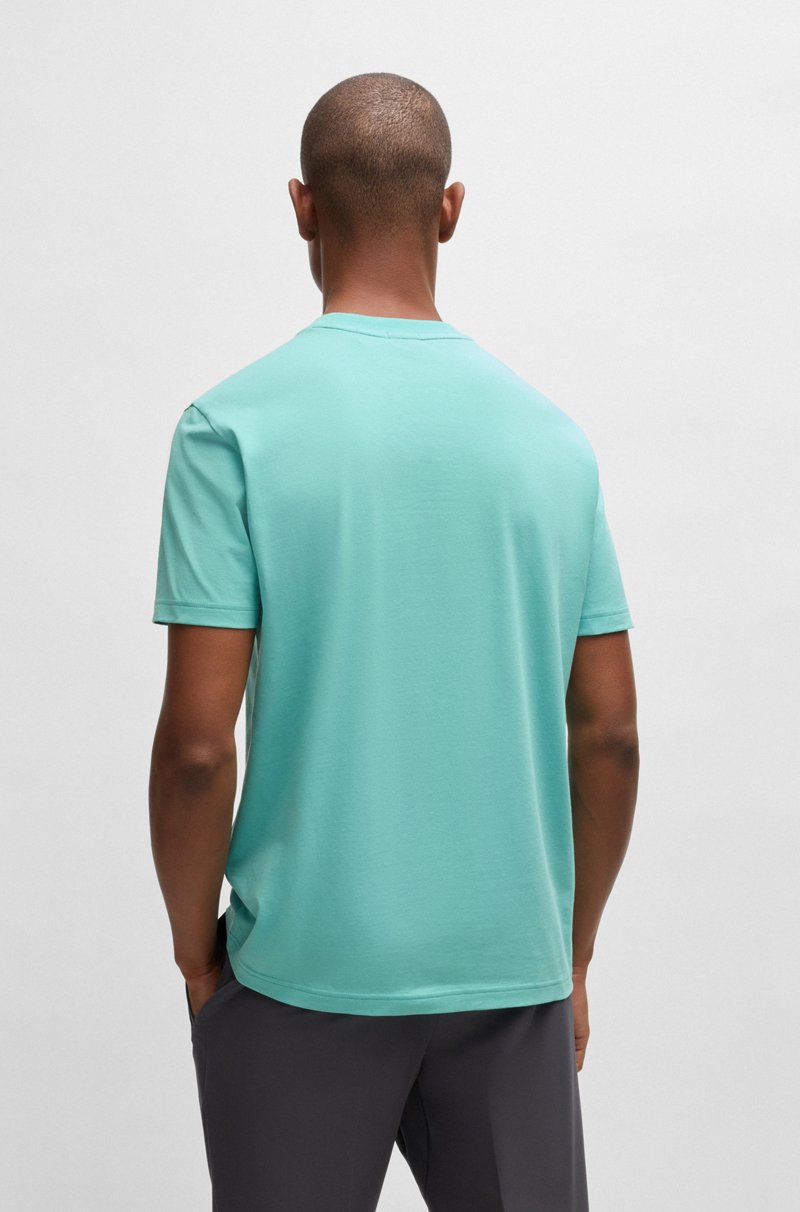Hugo Boss Camiseta Regular Fit De Algodón Elástico Con Logo En Contraste