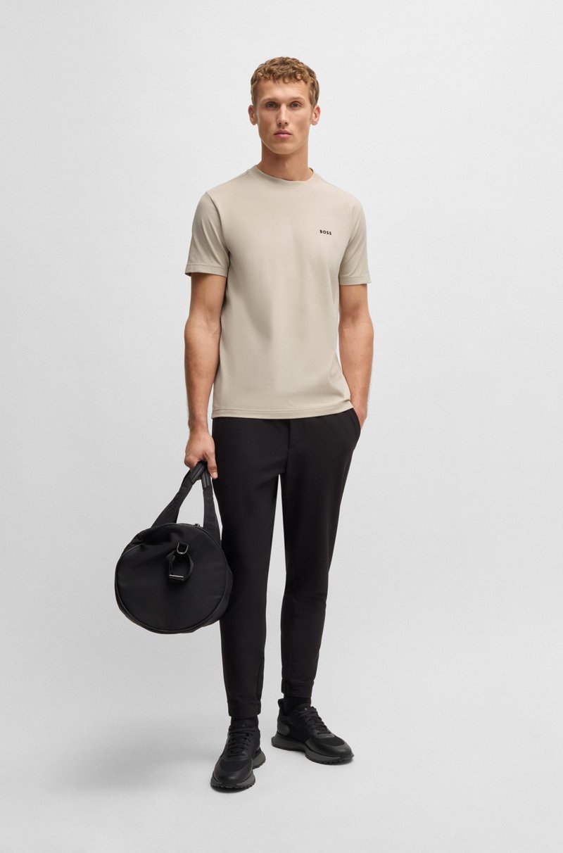 Hugo Boss Camiseta Regular Fit De Algodón Elástico Con Logo En Contraste