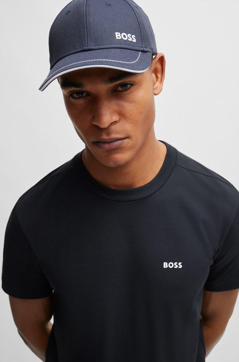 Hugo Boss Camiseta Regular Fit De Algodón Elástico Con Logo En Contraste
