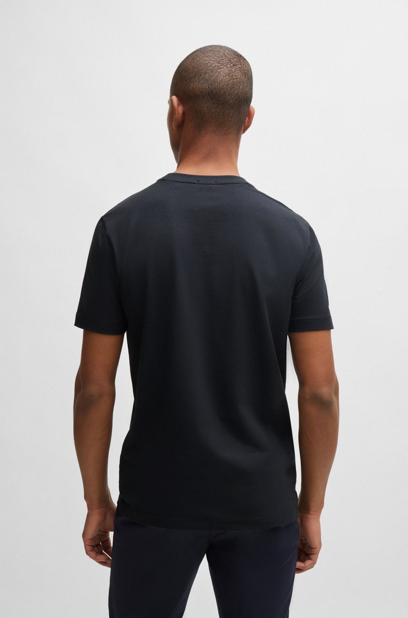 Hugo Boss Camiseta Regular Fit De Algodón Elástico Con Logo En Contraste