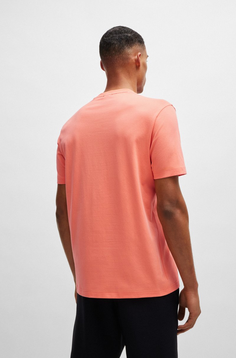 Hugo Boss Camiseta Regular Fit De Algodón Elástico Con Logo En Contraste