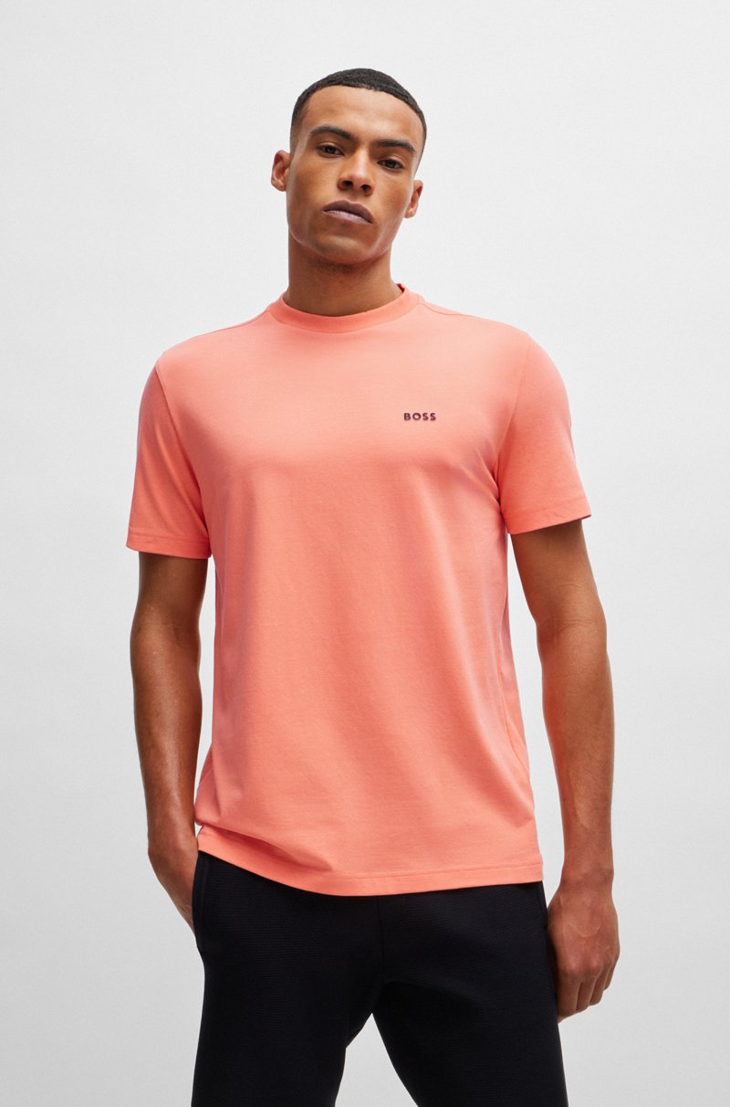 Hugo Boss Camiseta regular fit de algodón elástico con logo en contraste