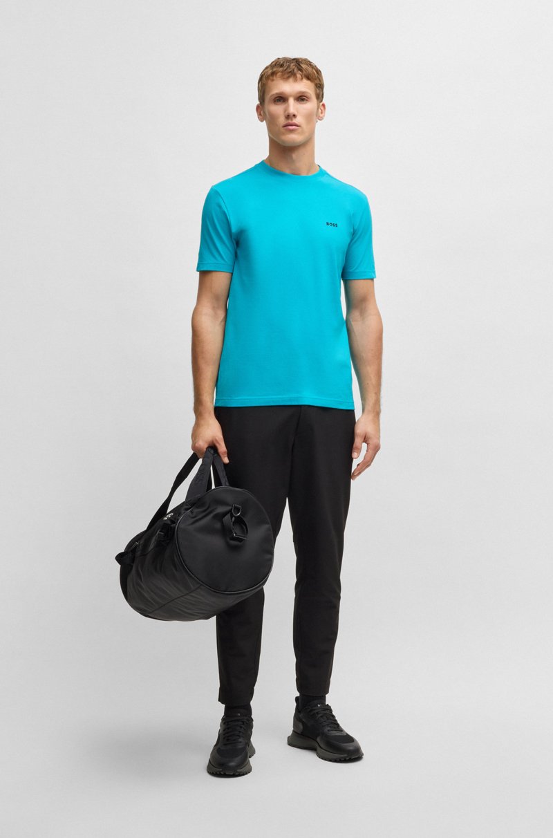 Hugo Boss Camiseta Regular Fit De Algodón Elástico Con Logo En Contraste