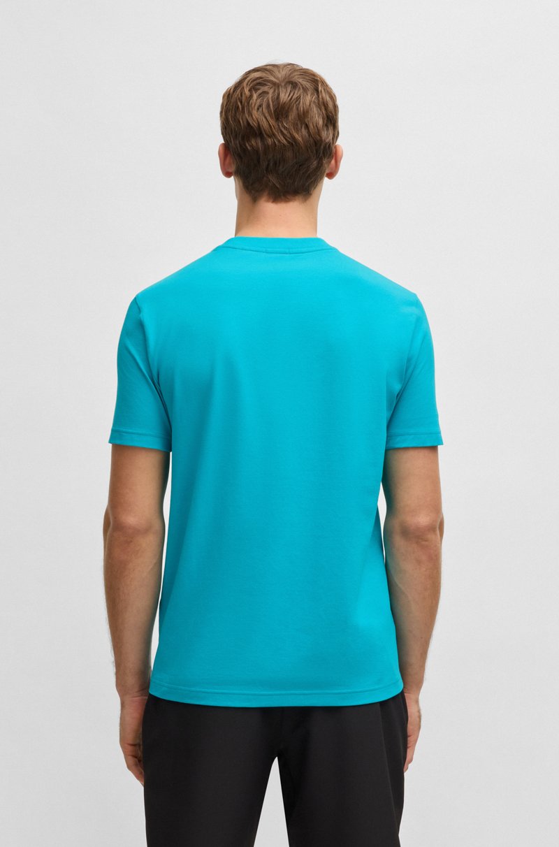 Hugo Boss Camiseta Regular Fit De Algodón Elástico Con Logo En Contraste