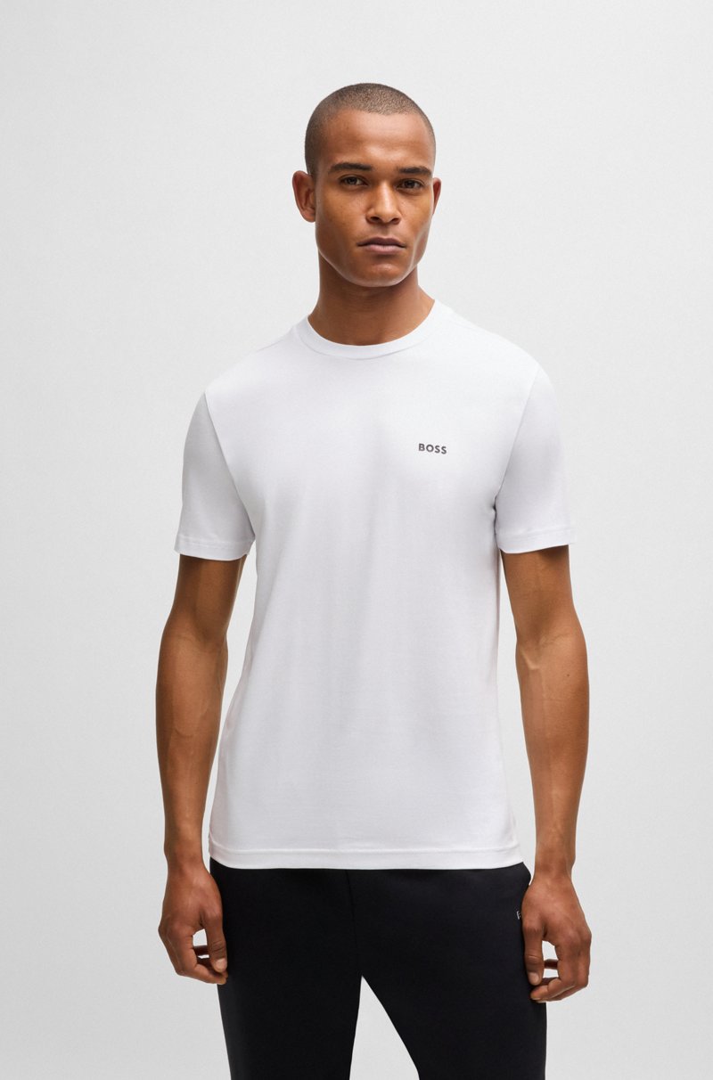 Hugo Boss Camiseta regular fit de algodón elástico con logo en contraste