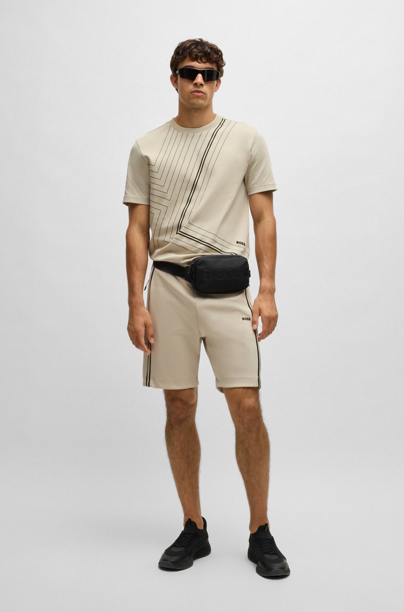 Hugo Boss Camiseta Regular Fit De Algodón Interlock Con Ilustración De Líneas Finas