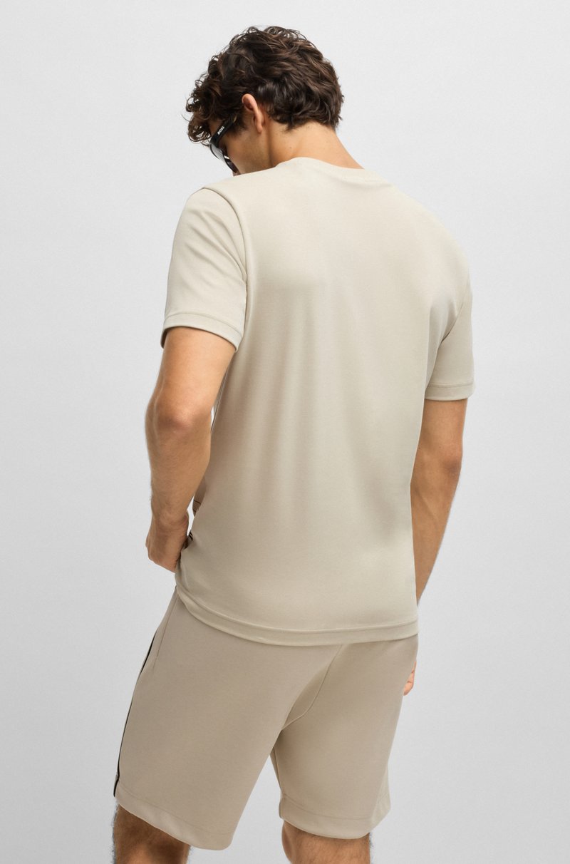 Hugo Boss Camiseta Regular Fit De Algodón Interlock Con Ilustración De Líneas Finas