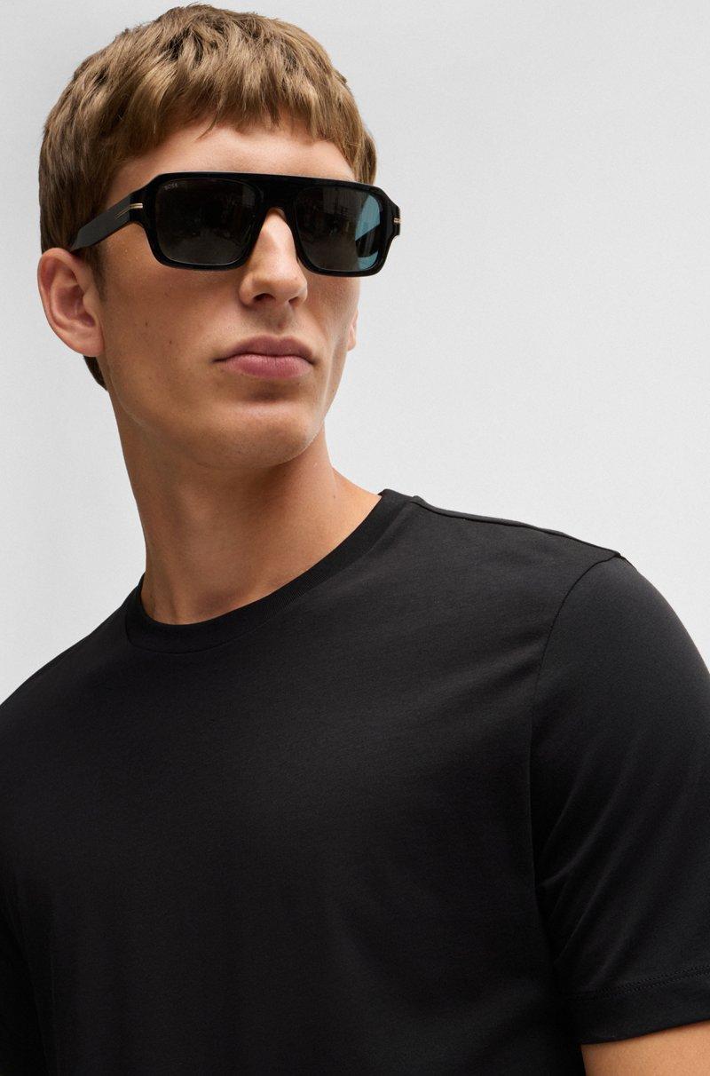 Hugo Boss Camiseta Regular Fit De Punto De Algodón Con Cuello Acanalado