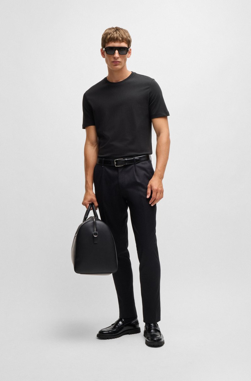 Hugo Boss Camiseta Regular Fit De Punto De Algodón Con Cuello Acanalado