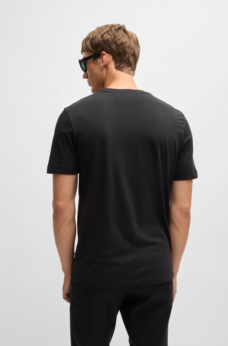 Hugo Boss Camiseta Regular Fit De Punto De Algodón Con Cuello Acanalado