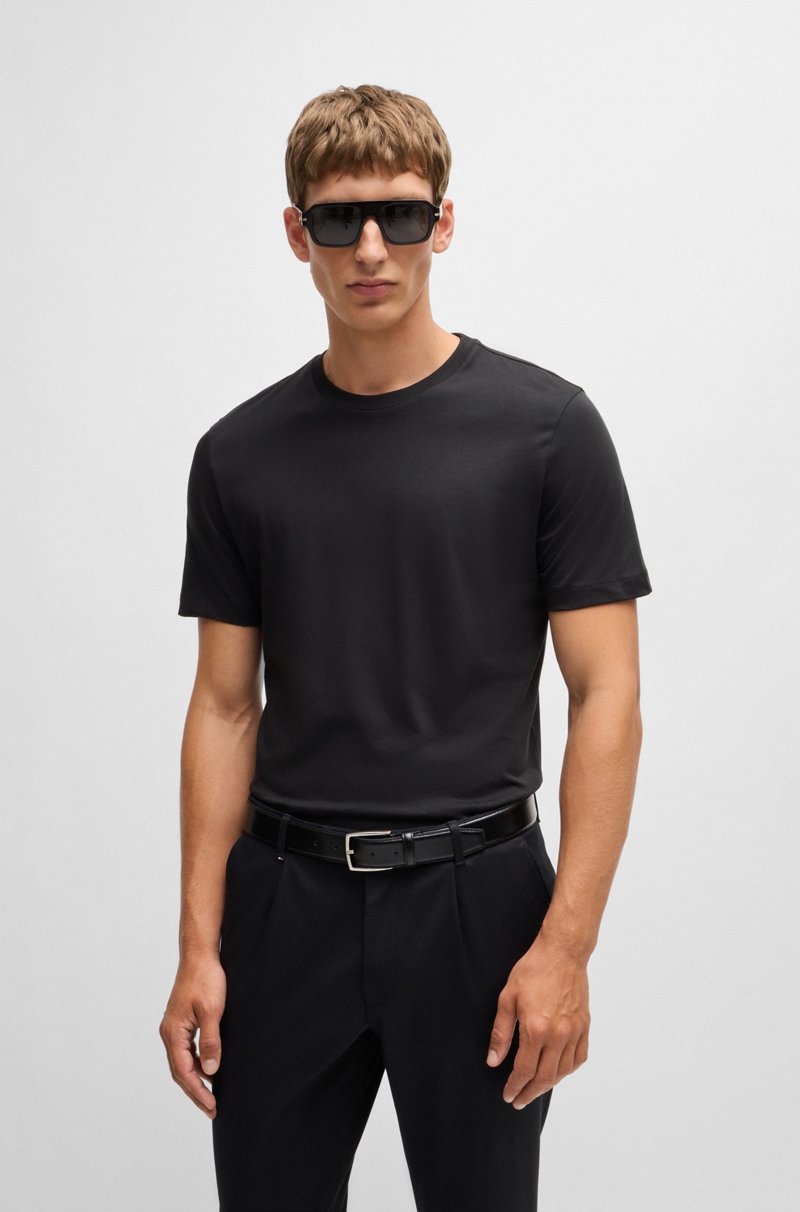 Hugo Boss Camiseta regular fit de punto de algodón con cuello acanalado