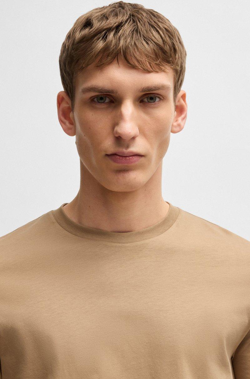 Hugo Boss Camiseta Regular Fit De Punto De Algodón Con Cuello Acanalado