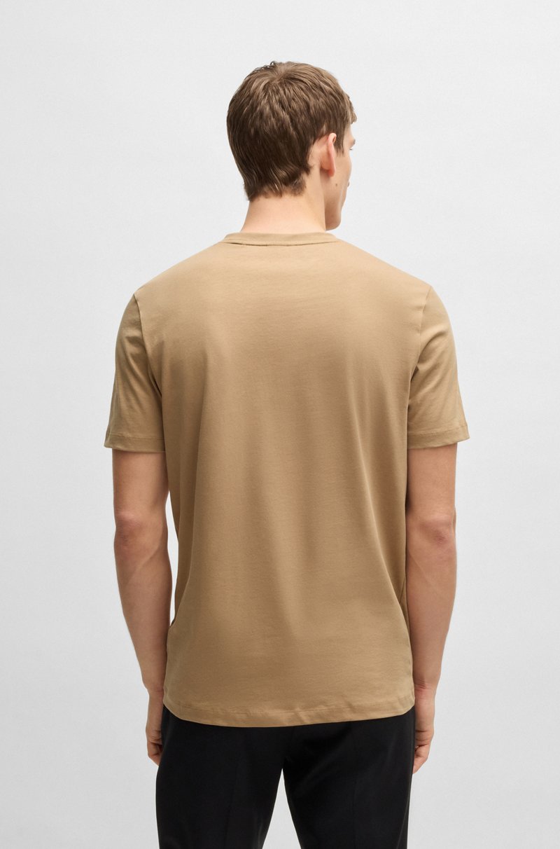 Hugo Boss Camiseta Regular Fit De Punto De Algodón Con Cuello Acanalado