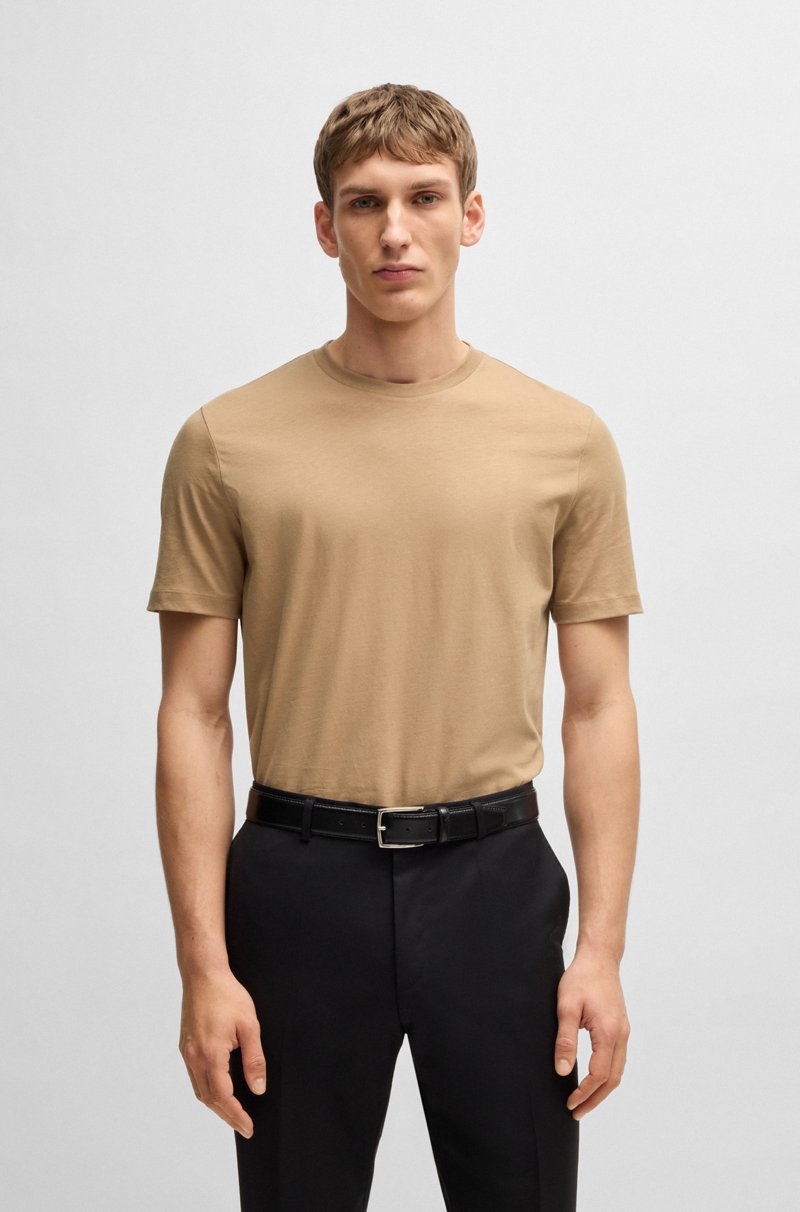Hugo Boss Camiseta regular fit de punto de algodón con cuello acanalado