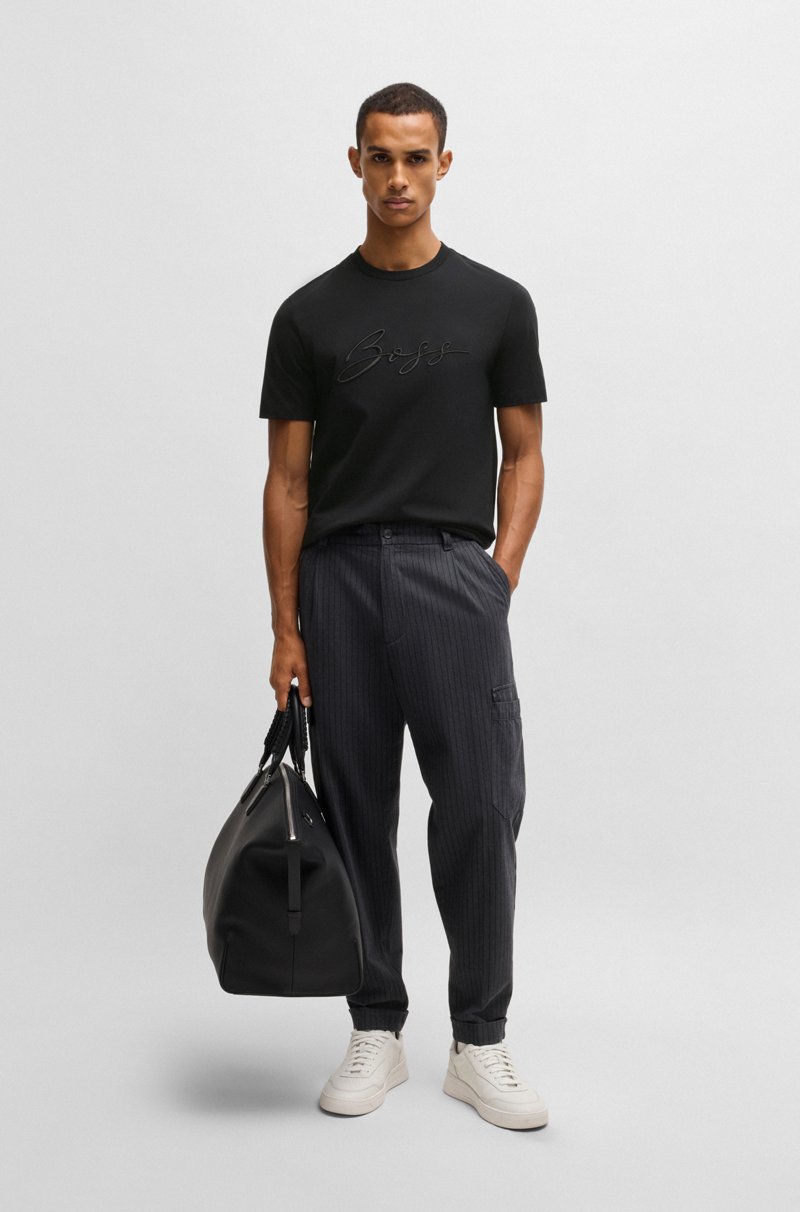 Hugo Boss Camiseta Regular Fit De Punto De Algodón Con Logo Caligrafiado