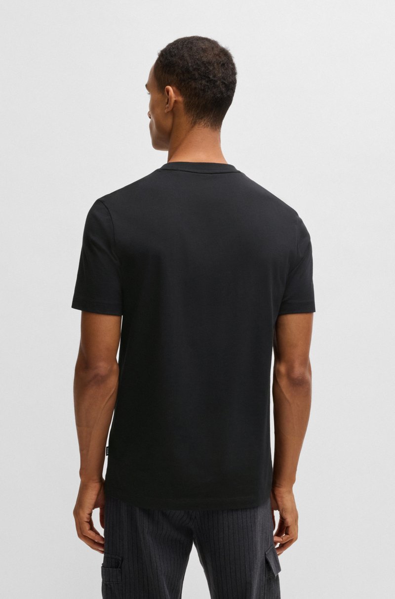 Hugo Boss Camiseta Regular Fit De Punto De Algodón Con Logo Caligrafiado