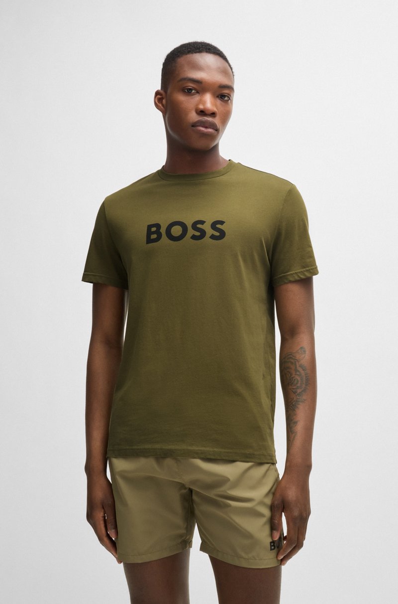 Hugo Boss Camiseta regular fit de punto de algodón con protección solar UV 50+