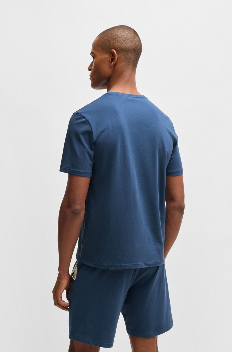 Hugo Boss Camiseta Regular Fit En Algodón Elástico Con Logo Bordado