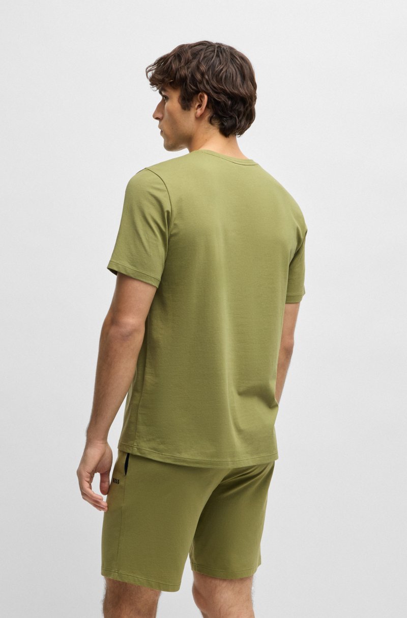 Hugo Boss Camiseta Regular Fit En Algodón Elástico Con Logo Bordado