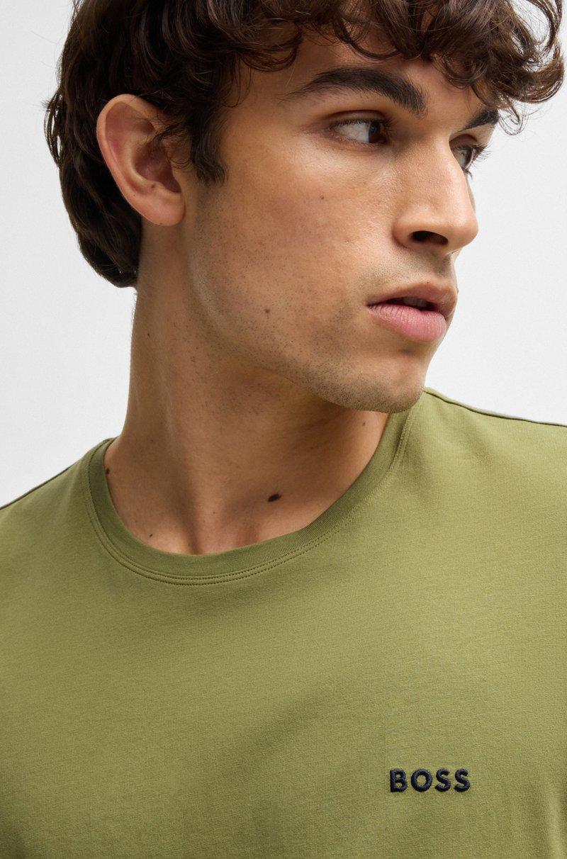 Hugo Boss Camiseta Regular Fit En Algodón Elástico Con Logo Bordado