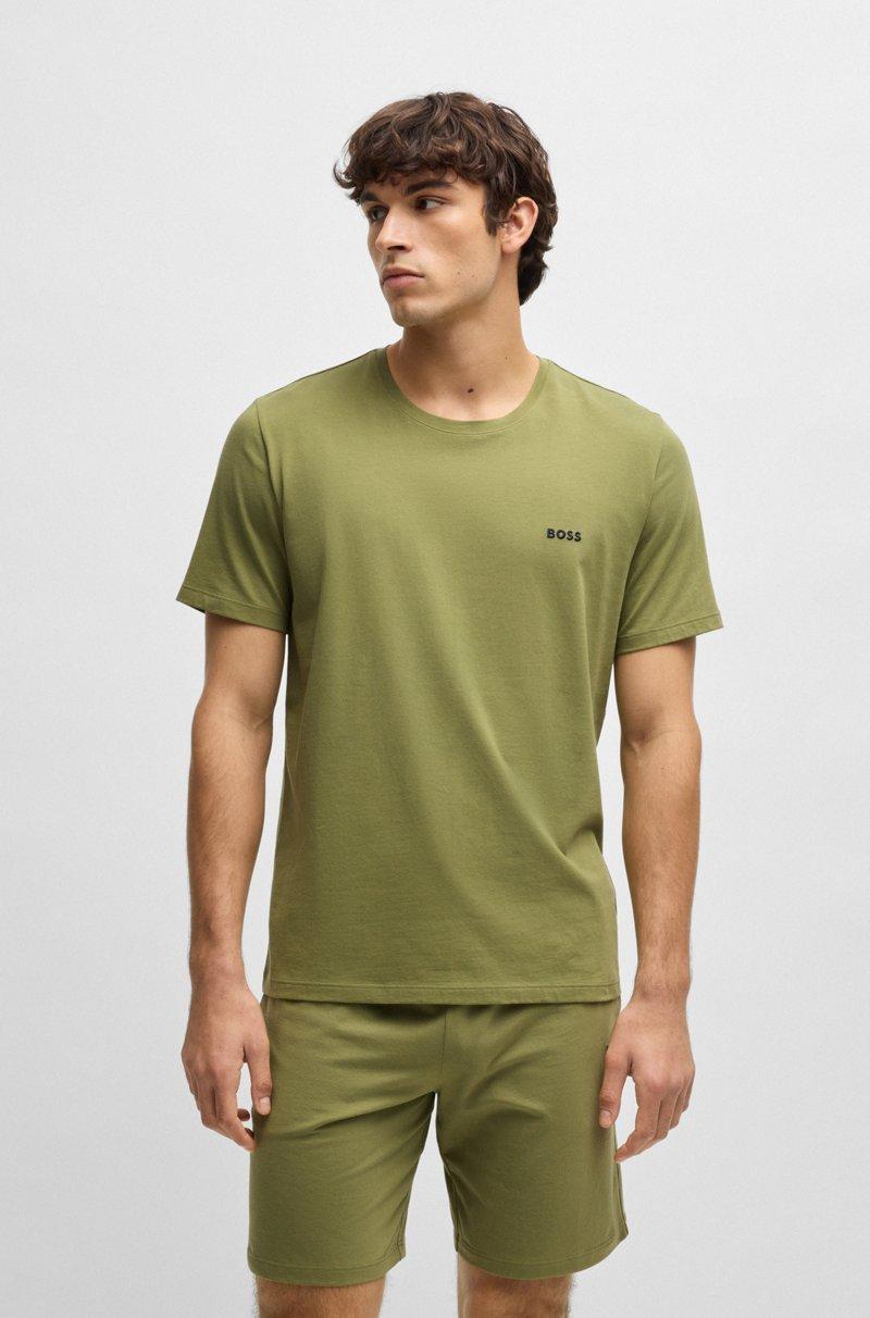 Hugo Boss Camiseta Regular Fit En Algodón Elástico Con Logo Bordado