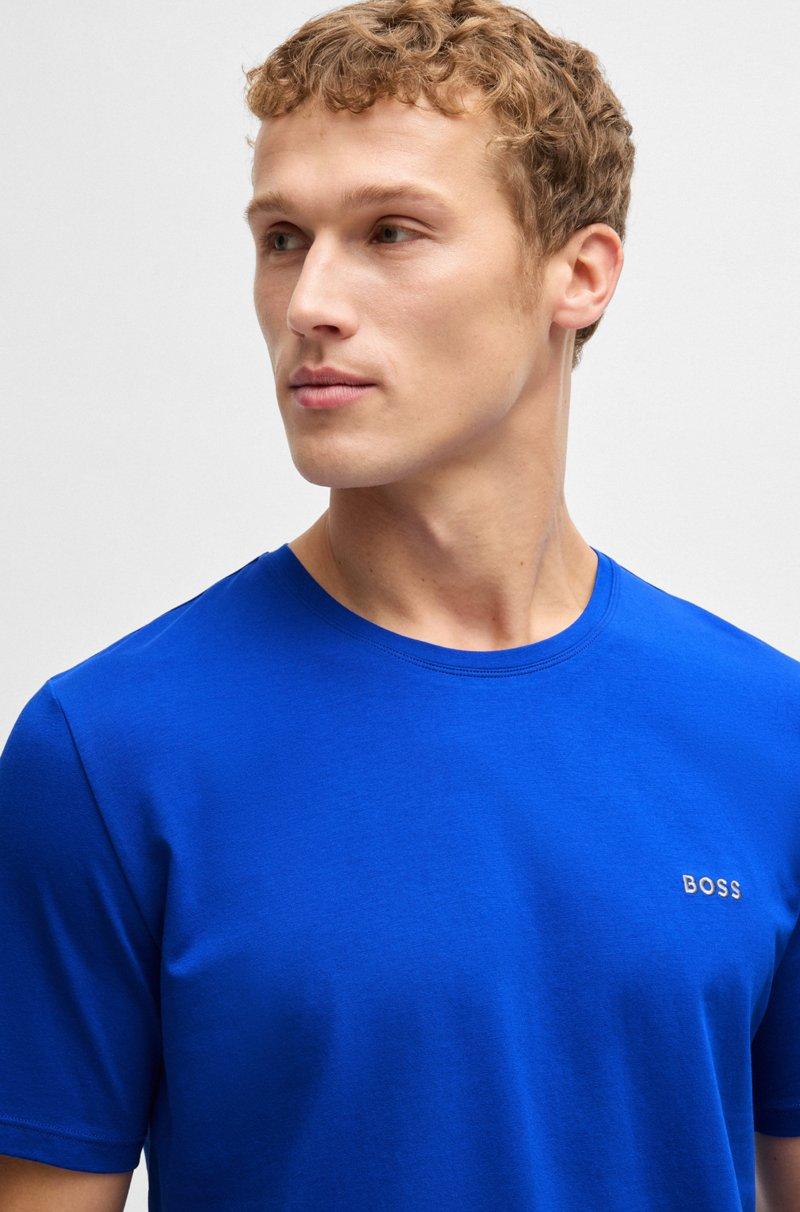 Hugo Boss Camiseta Regular Fit En Algodón Elástico Con Logo Bordado