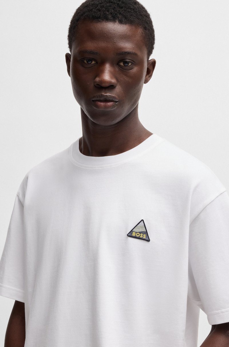 Hugo Boss Camiseta Relaxed Fit De Algodón Con Parche De Logo