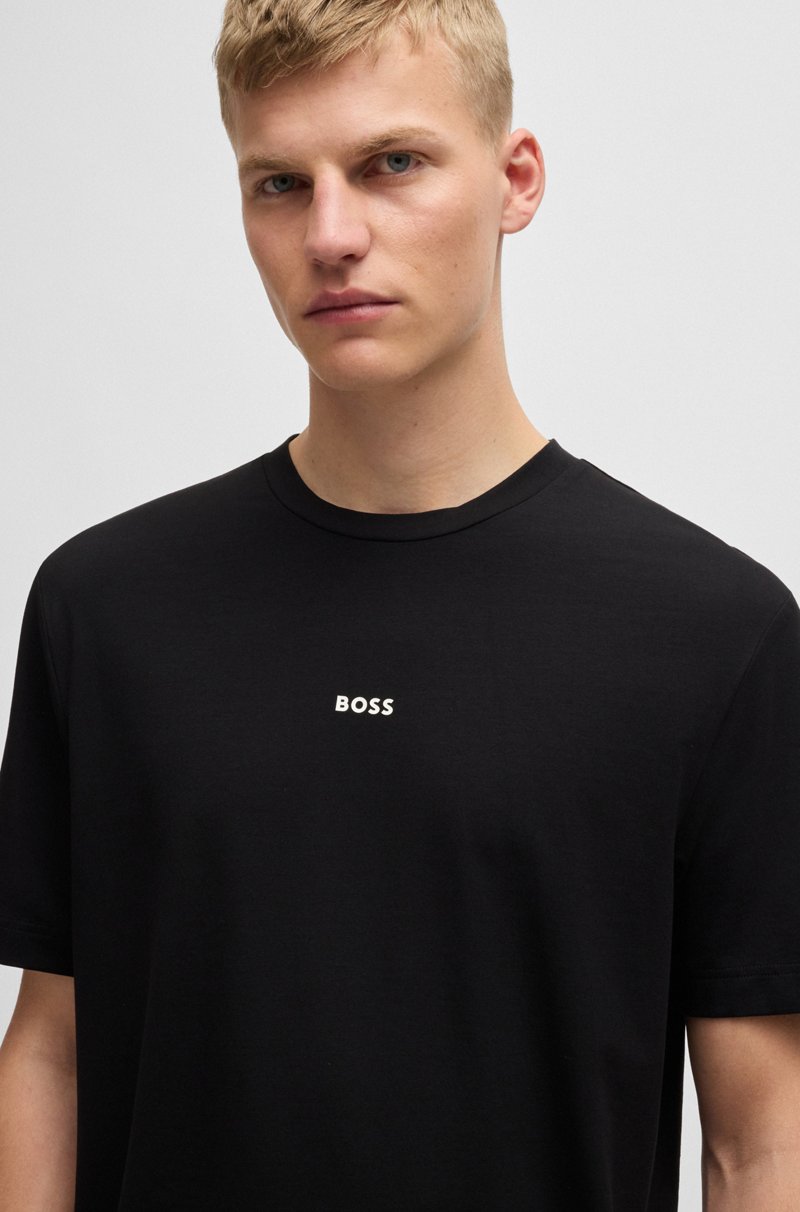 Hugo Boss Camiseta Relaxed Fit De Algodón Elástico Con Logo Estampado