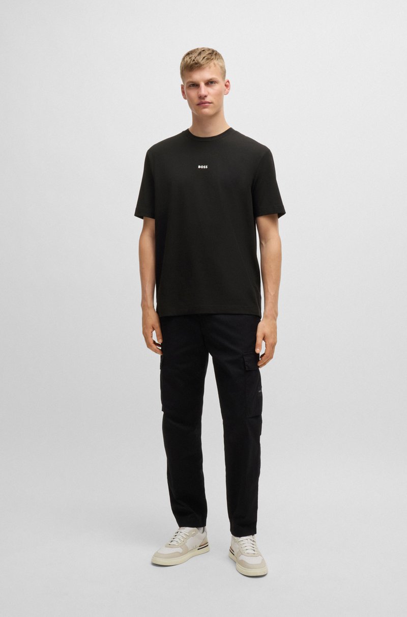 Hugo Boss Camiseta Relaxed Fit De Algodón Elástico Con Logo Estampado