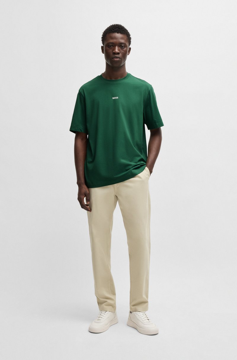 Hugo Boss Camiseta Relaxed Fit De Algodón Elástico Con Logo Estampado