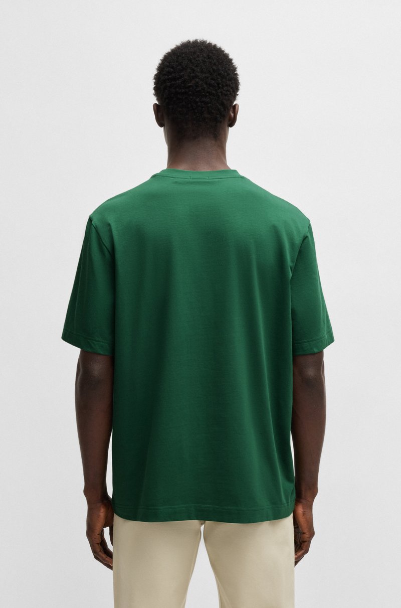 Hugo Boss Camiseta Relaxed Fit De Algodón Elástico Con Logo Estampado