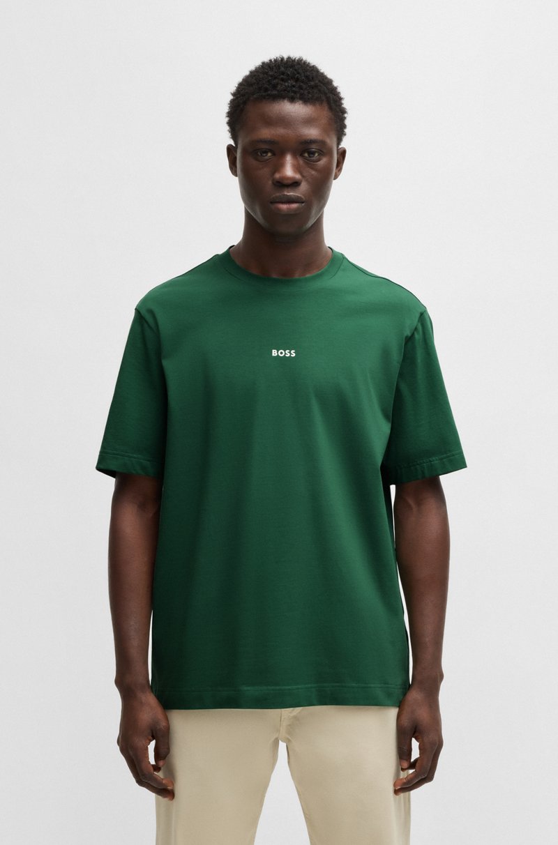Hugo Boss Camiseta relaxed fit de algodón elástico con logo estampado