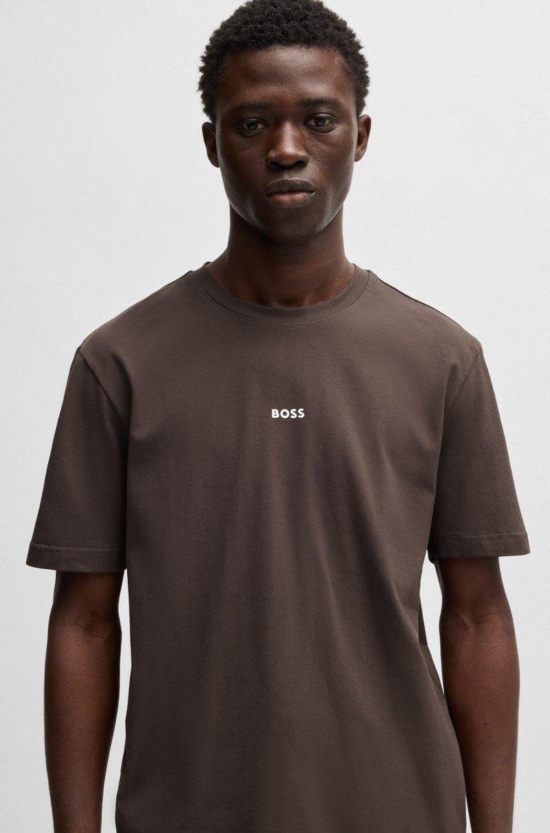 Hugo Boss Camiseta Relaxed Fit De Algodón Elástico Con Logo Estampado