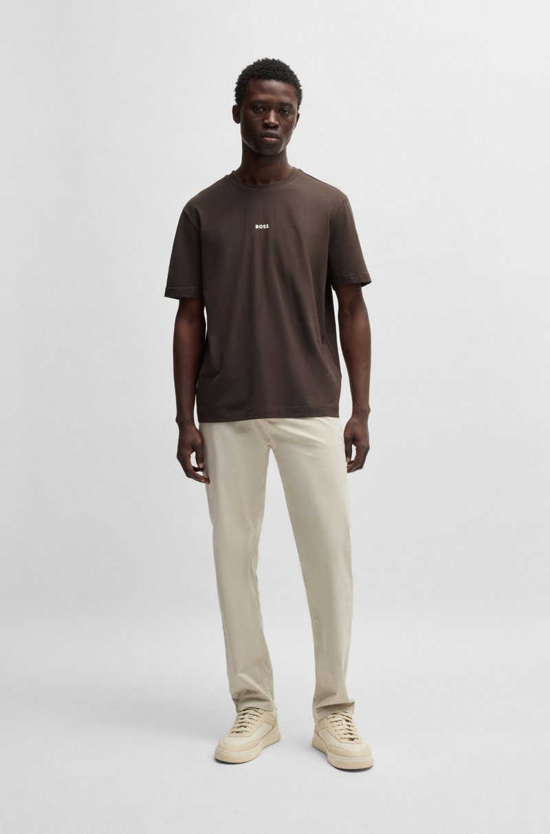 Hugo Boss Camiseta Relaxed Fit De Algodón Elástico Con Logo Estampado