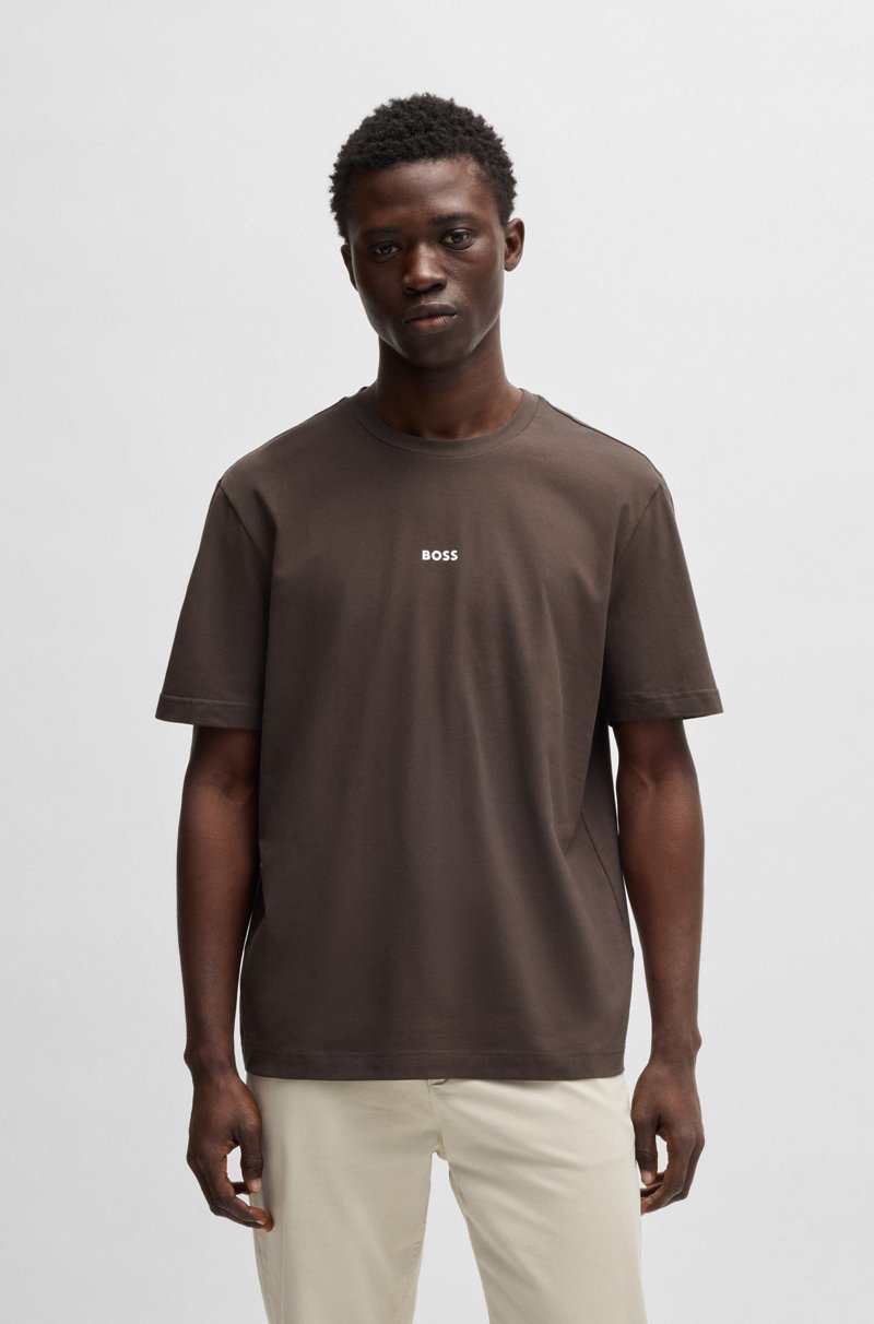 Hugo Boss Camiseta Relaxed Fit De Algodón Elástico Con Logo Estampado