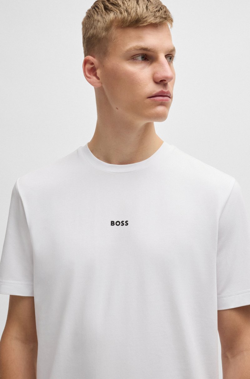 Hugo Boss Camiseta Relaxed Fit De Algodón Elástico Con Logo Estampado