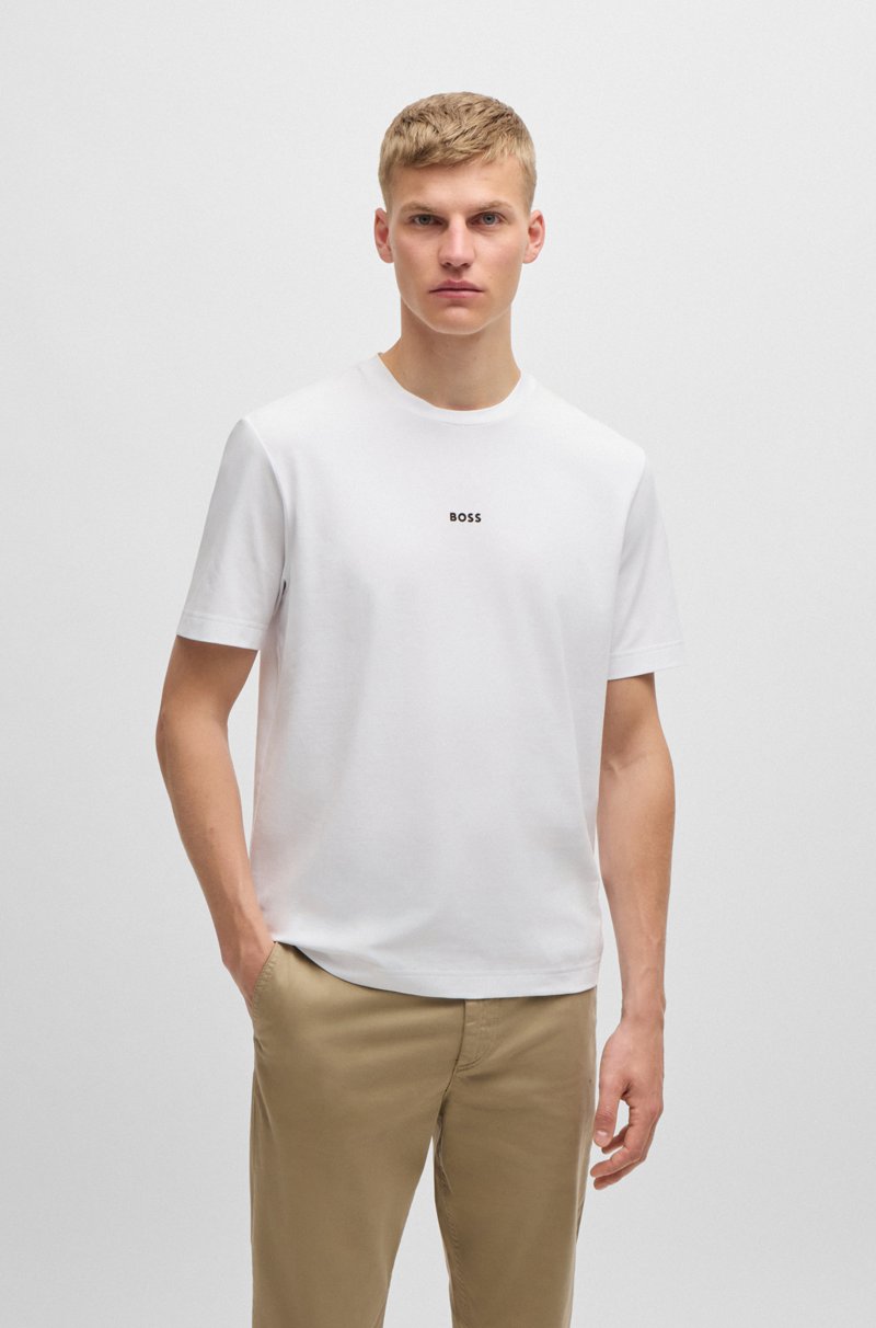Hugo Boss Camiseta relaxed fit de algodón elástico con logo estampado