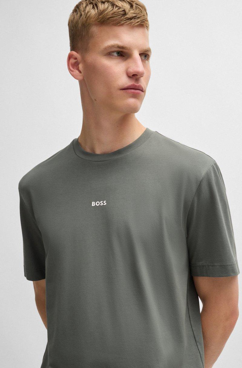 Hugo Boss Camiseta Relaxed Fit De Algodón Elástico Con Logo Estampado