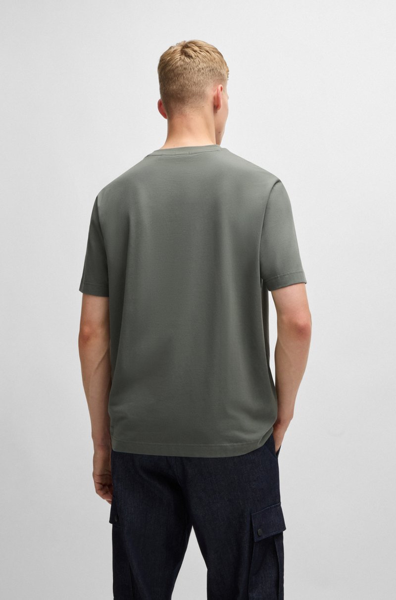 Hugo Boss Camiseta Relaxed Fit De Algodón Elástico Con Logo Estampado