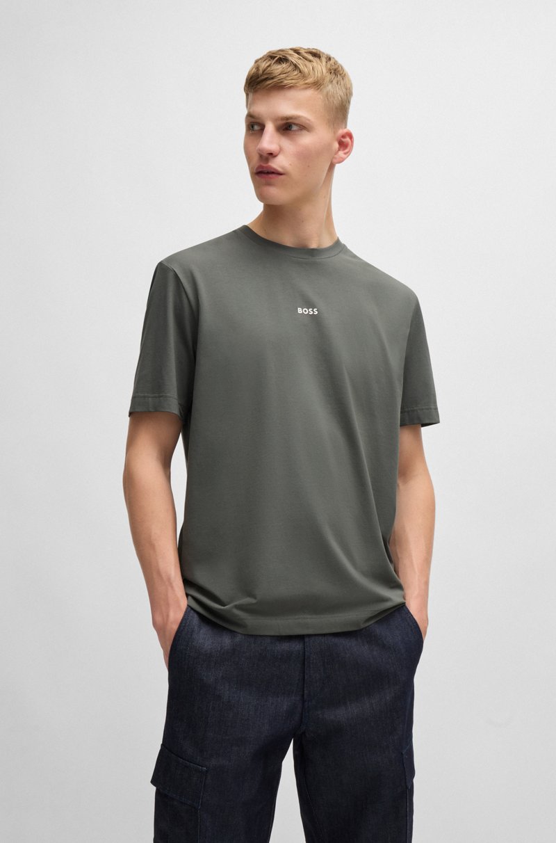 Hugo Boss Camiseta relaxed fit de algodón elástico con logo estampado