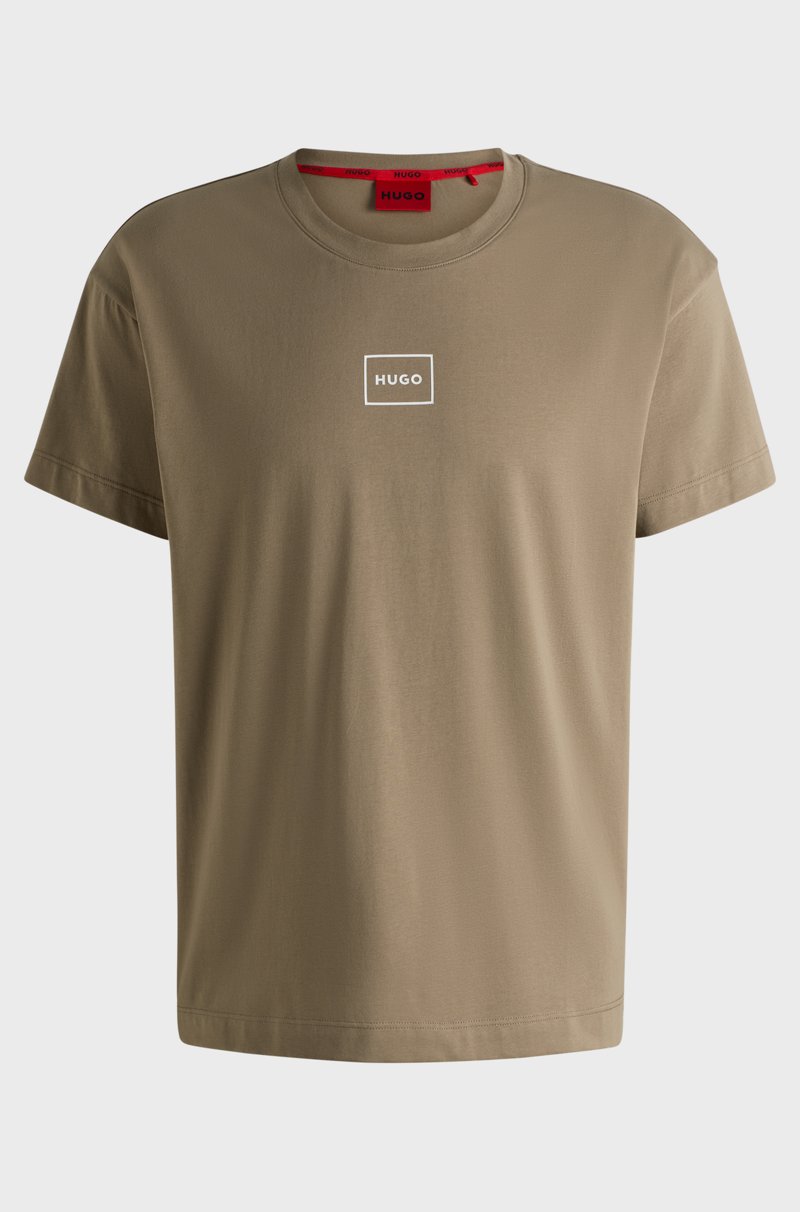 Hugo Boss Camiseta relaxed fit de algodón elástico con logo estampado
