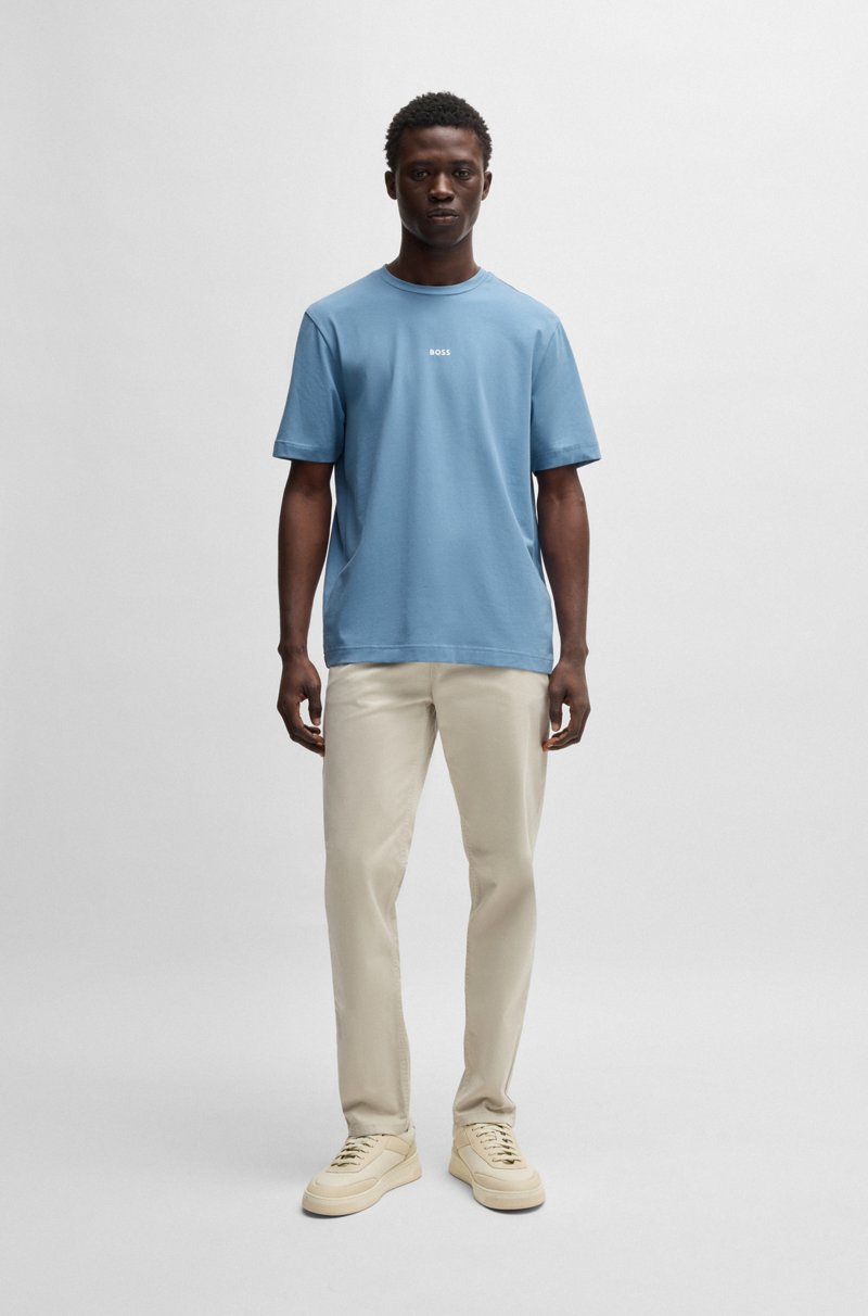 Hugo Boss Camiseta Relaxed Fit De Algodón Elástico Con Logo Estampado