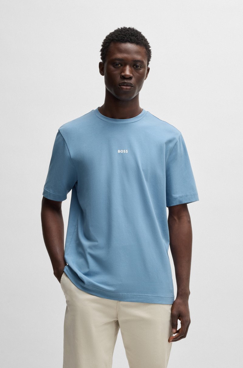 Hugo Boss Camiseta relaxed fit de algodón elástico con logo estampado