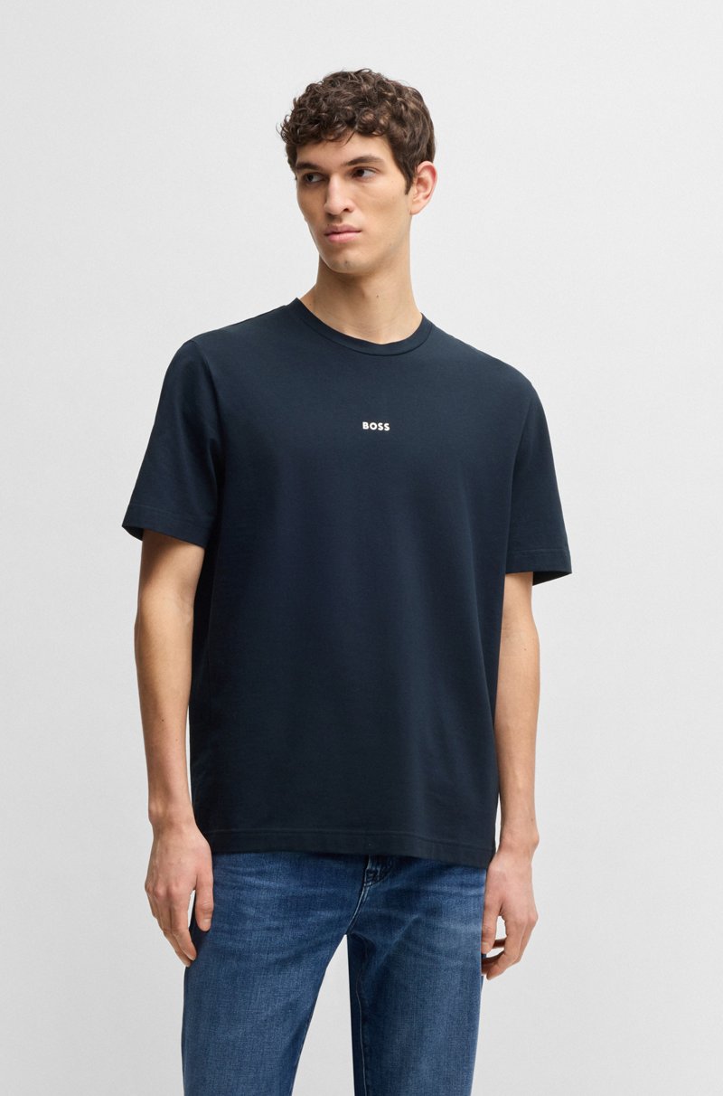 Hugo Boss Camiseta relaxed fit de algodón elástico con logo estampado