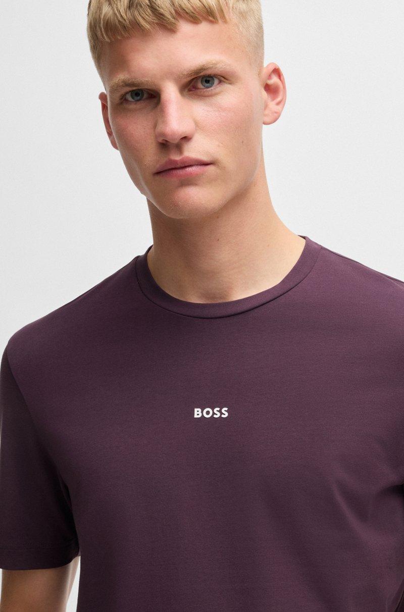 Hugo Boss Camiseta Relaxed Fit De Algodón Elástico Con Logo Estampado